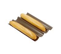 Moule à baguettes - GOBEL - 4 baguettes revêtu - Plaque à baguette - Anti-adhérent - 38x32x2.7cm - Marron