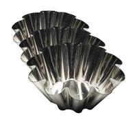 Gobel - Moule à Brioche individuel fond plat - fer blanc matière écoresponsable - 10 côtes - Ø100/55 mm - h38 mm - Mini format - Fabriqué en France (Lot de 3)