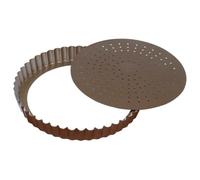 Moule à tarte - GOBEL - Tourtière cannélée perforée - Ø32cm - Fond amovible - Acier anti-adhérent - Marron