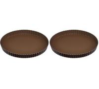 Gobel - Moule à Tarte Anti Adhérent - Tourtière - Ø 28cm - Anti Adhérent - Démoulage Rapide et Parfait - Bord Cannelé - Excellente conductivité thermique - Fabriqué en France (Lot de 2)