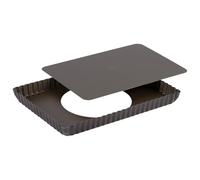 Gobel - Moule à Tarte Rectangulaire Cannelée - Fond Mobile - 29x20x2,5 cm - Acier - Revêtement Antiadhérent Bicouche Garanti sans PFAS - Qualité Professionnelle - Fabriqué en France