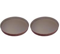 Gobel - Moule Tourtière Ronde Cannelée Antiadhérente - Fond Fixe - Moule à Tarte, Tourte et Quiche 20 cm - Cuisson Professionnelle - Excellente conductivité thermique - Fabriqué en France (Lot de 2)