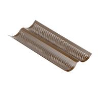 GOBEL - Plaque à 2 Baguettes Perforée - 38 x 16 x 2,2 cm - Acier - Revêtement Antiadhérent Bicouche Garanti sans PFAS - Qualité Professionnelle - Fabriqué en France