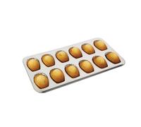 Gobel - Plaque de 12 madeleines - Fer blanc - Dimensions : 39,5 x 20 x 1,7 cm - Empreinte : 8 cm - Fabriquée en France