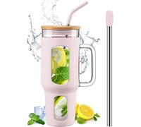 Gobelet 1,4 L avec Poignée, Couvercle Bambou & Pailles Vendos85