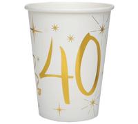 Santex Gobelets métallisés Sachet de 10 Blanc/Or 40 ans