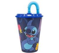 Stor Gobelet en plastique Disney Stitch pour enfants 430 ml, sans BPA, réutilisable et lavable, avec paille et couvercle