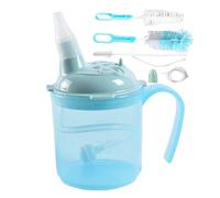 Gobelet à bec pour adultes avec handicap, avec poignées antidérapantes, embout anti-éclaboussure, couvercle de voyage et kit de brosse à tasse, bleu