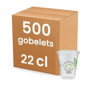 Gobelet à bière Galopin 22 cl - Compostable transparent - 500 gobelets