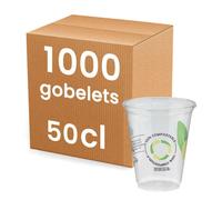 Gobelet à bière Pinte 50 cl - Compostable transparent - 1000 gobelets