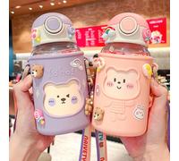 Gobelet À Boire D'eau Pour Enfants, 620ml, Avec Sac, Pour Bébés, Dessins Animés, Avec Pailles, Bouteille D'eau Étanche, Portable, Pour L'extérieur