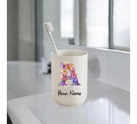 Gobelet à brosse à dents personnalisé, gobelet à brosse à dents en plastique durable non alimentaire imprimé avec motif de 26 lettres, gobelet de bain de bouche unisexe mignon et personnalisé