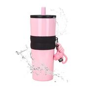 Gobelet à café isotherme - 800 ml - En acier inoxydable 304 - Avec couvercle et paille - Grand gobelet isotherme avec couvercle et paille - Pour fitness, travail, fête, voyage d'affaires