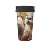 Gobelet à café isotherme à motif loutre mignon, 500 ml, tasse de voyage en acier inoxydable, étanche, à double paroi, boissons chaudes et froides, parfait pour les déplacements, le bureau, la maison