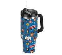 Gobelet à café isotherme en acier inoxydable avec poignée de 887 ml pour homme et femme, motif ours de police mignons