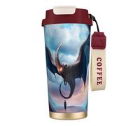 Gobelet à café isotherme unique personnalisé - Tasse de voyage en acier inoxydable de 500 ml, parfaite pour les boissons chaudes et froides - Dragon Art rouge