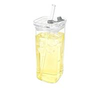 Gobelet à café, verres à boire élégants, tasse à avec couvercle et pailles, verres à boire au lait, gobelet à eau en forme de couvercles, verre à café pour salle à manger sur le plan de