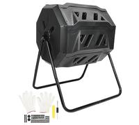 Gobelet à Compost extérieur à Double Chambre, bac à composteur Rotatif de Grande capacité de 43 gallons avec Cadre en Fer pour déchets de Cuisine, Jardin et Cour
