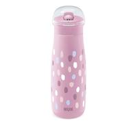 Gobelet à couvercle rabattable et paille NUK Mini-Me pour bébé | 12+ mois | 450 ml | Biberon pour enfant | Bec renforcé anti-fuites | Résistant aux chocs | Taches roses