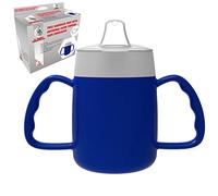 Gobelet à deux poignées de 140 ml, cône intérieur et couvercle avec bec verseur. Parfait pour une expérience de boisson anti-fuite pour adulte