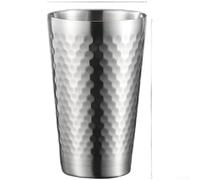 Gobelet à double paroi en acier inoxydable martelé avec noyau isolé sous vide pour éviter la perte de chaleur et l'accumulation de condensation (E)