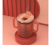 Gobelet à eau de 300 ml pour personnes âgées, gobelet anti-fuite, pour personnes âgées, 2 poignées, gobelet avec paille, tasse à bec avec couvercle, pour adultes, personnes âgées et grossesses