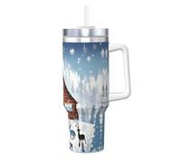 Gobelet à glace tendance imprimé faon d'hiver (1,2 l) - Tasse super isolante avec effet d'isolation thermique et froid supérieur,