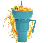 Gobelet À Snack Et Boisson | 2-en-1 Récipient Réutilisable Collation Bol Gobelet Boisson avec Paille | Récipient Anti-Fuite Pour Nourriture Et Breuvage Chips Bonbons Fruits Dessert Popcorn Jus Lait Th
