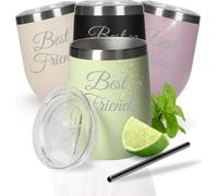 Gobelet à vin 350 ml 'Vinova' - Gobelet à double paroi en acier inoxydable garde longtemps le froid - Gobelet avec couvercle et paille - Gobelet comme idée de cadeau parfaite pour un enterrement de vi