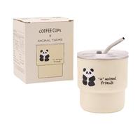 Gobelet à vin en acier inoxydable avec couvercle et paille - 450 ml - Tasse à café, à vin, à bière, de voyage, à smoothie - Design anti-fuite - Pour café, cocktail, thé