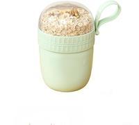 Gobelet à yaourt étanche double couche avec cuillère pliable pour avoine de nuit, petit déjeuner, céréales, 9,8 x 9,3 x 13,5 cm, vert (B)