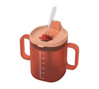 Gobelet anti-fuite pour personnes âgées - 2 poignées - Avec paille - Avec couvercle - Aide à l'alimentation, pour adultes, personnes âgées et grossesses - 300 ml