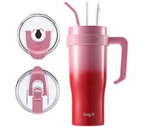 Gobelet avec paille et couvercle, tasse de voyage en acier inoxydable - Tasse à café - Bouteille d'eau étanche sous vide pour boissons chaudes et glacées (exotique, 887,5 ml)