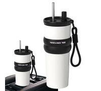 Gobelet avec paille - Tasse de voyage | Bouteille d'eau isolée sous vide - 2,76 x 9,53 pouces, 710 ml, bouteille d'eau isolée de grande capacité, tasse à café portable, nouvelle voiture avec paille, m