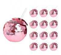 Gobelet boule à paillettes, gobelet en plastique en forme de boule disco avec paille, Tumbler unique pour filles Polystyrène