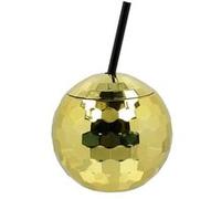 gobelet boule disco avec paille 650ml or - 00718