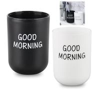 Gobelet Brosse à Dent, 2 Pièces Porte Brosse à Dents en Plastique(Noir + Blanc), Gargarisme Tasse pour Couples, Gobelet pour Salle de Bain, Réutilisable, pour la Mison, Les Voyages, La Salle de Bain