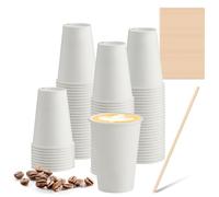 Gobelet carton 100 unités - Tasse cafe pour boissons chaudes, gobelet cafe jetable résistant pour bureau et événements, verre jetable pratique à emporter, recyclable, récipient en papier solide.