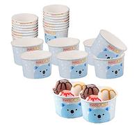 Gobelet Carton Coupe Glacée Gobelets de Crème Glacée en Papier Coupes à Glace en Carton Glace Bols en Papier Dessert pour Enfants pour Buffets Desserts Fête Traiteur 100pieces 120ml Bleu blanc