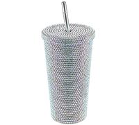 Gobelet Clouté en Diamant Scintillant de 17 Oz, Bouteille D'eau à Paillettes avec Couvercle, Bouteille D'eau en Strass, en Acier Inoxydable, avec Paille Thermique Sous Vide, Cadeau pour(Multicolore)