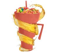 Gobelet Collation Et Boisson - 2-en-1 Récipient Réutilisable Collation Bol Gobelet Boisson avec Paille,Contenance Aliments et Breuvages pour Voyage Thé Lait Jus Bonbons Fruits École Camping Plage