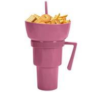 Gobelet Collation Et Boisson - 2-en-1 Récipient Réutilisable Collation Bol Gobelet Boisson avec Paille,Récipient Anti-Fuite Pour Nourriture Et Breuvage Chips Bonbons Fruits Dessert Popcorn Jus Lait Th