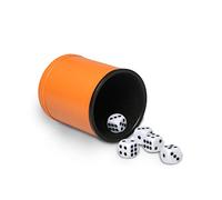 Gobelet cube doublé de feutre orange en cuir synthétique avec 5 points standard Shaker silencieux pour Farkle Yahtzee Bar Party Family Games Play
