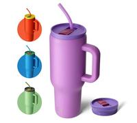 Gobelet de 1,2 l avec poignée et paille - Tasse de voyage sous vide en acier inoxydable - Tasse de voiture avec paille - Bouteille d'eau sous vide en acier inoxydable pour cadeaux, fêtes, bureau, café