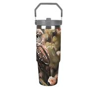 Gobelet de 887 ml avec paille, tasse de voyage isotherme en acier inoxydable avec poignée, tasse à café sous vide à double paroi, couvercle anti-fuite, garde les boissons chaudes/froides pendant des