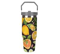 Gobelet de 887 ml avec paille, tasse de voyage isotherme en acier inoxydable avec poignée, tasse à café sous vide à double paroi, couvercle anti-fuite, garde les boissons chaudes/froides pendant des