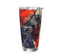 Gobelet de basketball vintage avec couvercle - Porte-gobelet isotherme en acier inoxydable - Pour boissons chaudes et froides - 591 ml