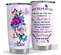 Gobelet De Café Avec Paille Et Couvercle Mug Isotherme Réutilisable Thermos Pour Noël Maman Collègue 590 Ml Gobelet Personnalisé « Pour Ma Maman » Papillon