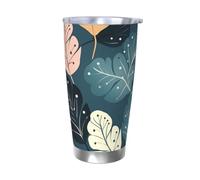 Gobelet de luxe à motif de feuilles mignonnes avec couvercles, bouteille d'eau à double paroi sous vide en acier inoxydable, tasse à café isotherme étanche pour boissons chaudes et froides