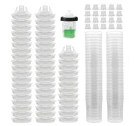 Gobelet de mélange pour pulvérisateur de Peinture sans Lavage - Kit de Pistolet pulvérisateur Automobile, 50 intérieurs gradués avec couvercles, 20 Bouchons, Anneau de retenue extérieur